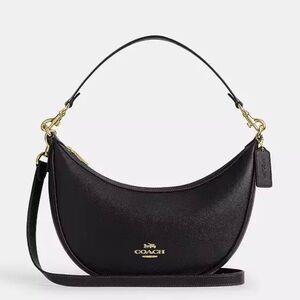 Coach Black Crescent Shoulder Bag with Gold Hardware
